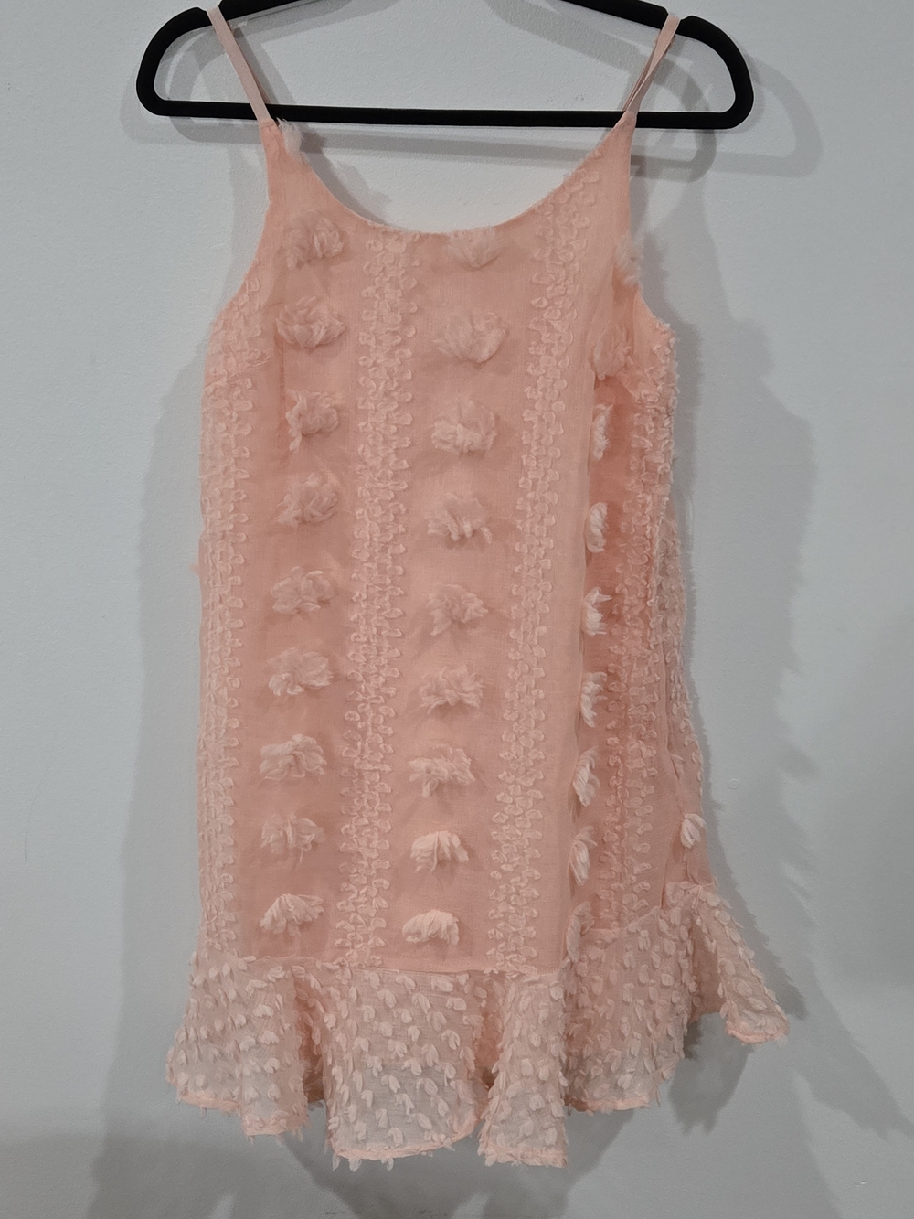 &Merci Sz Small Peach Pink Spaghetti-Strap Ruffle Dress